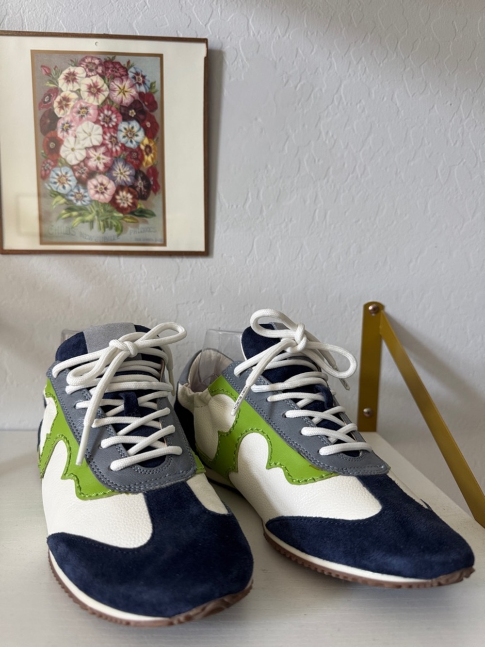 Tory Burch Bi-color green blue Leather Sneaker 8 NWOT - Picture 3 of 11